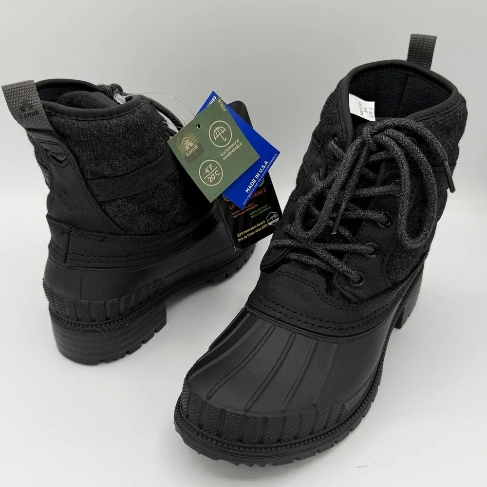 Kamik Womens Size 6 Sienna Mid 2 Black Waterproof Duck Boots Shoes